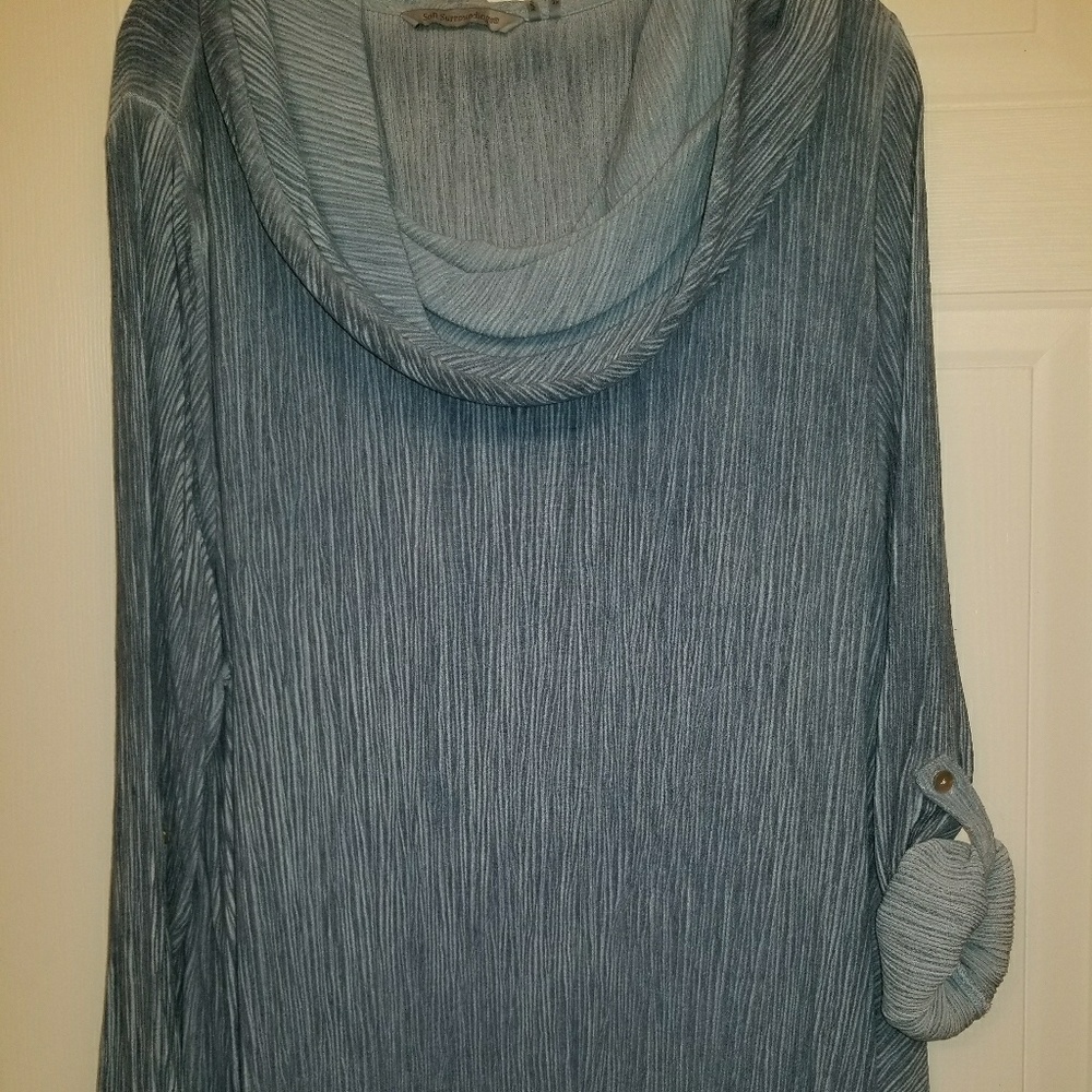 Soft Surroundings cowl neck button sleeve